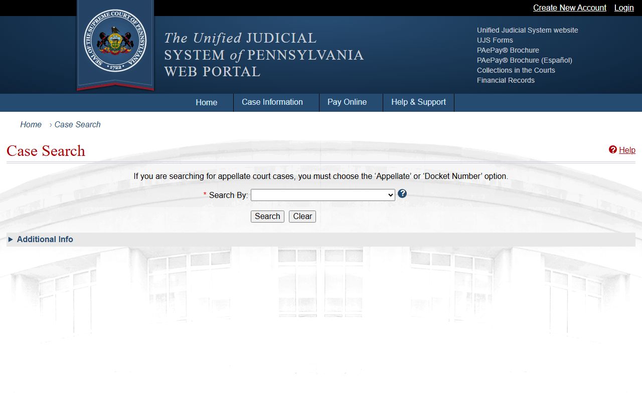 Pennsylvania UJS case search for Montour County court records after arrest